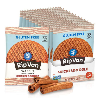 Rip Van Gluten-Free Snickerdoodle Stroopwafel, Healthy Gluten-Free Snacks, Non-GMO Snacks, Low Sugar (6g), Low Calorie Snack, 12 Count