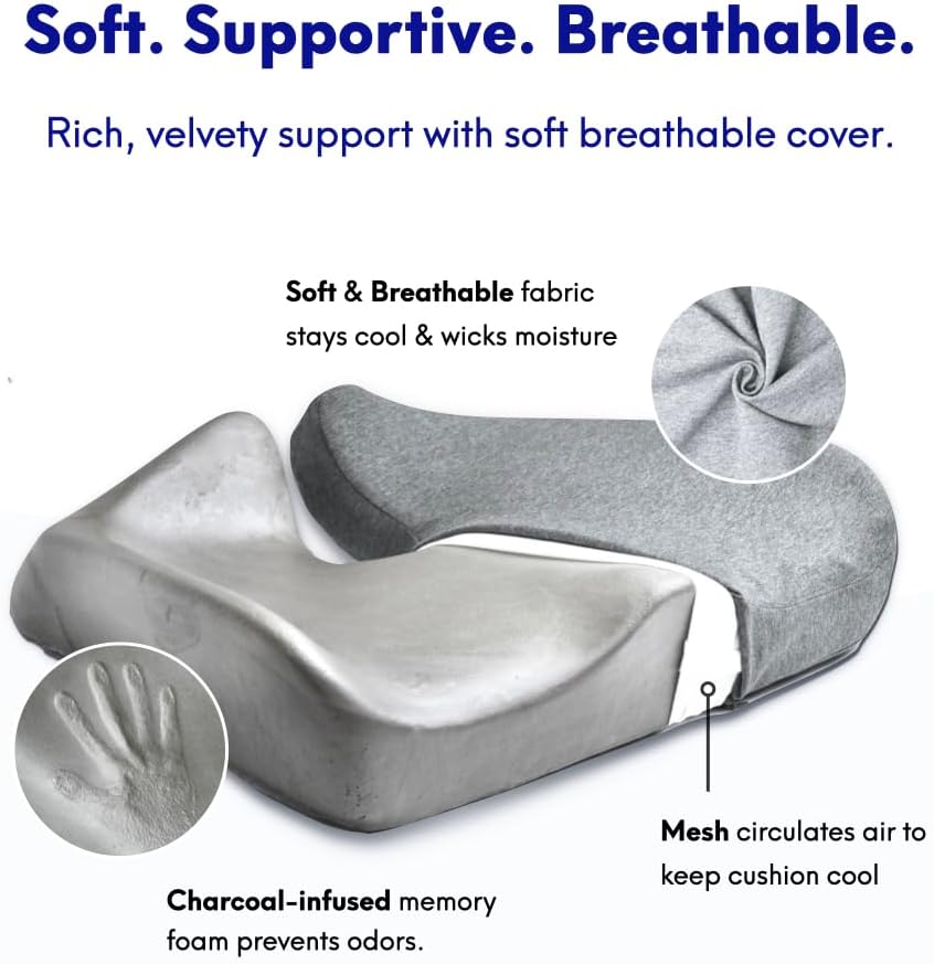 C CUSHION LAB Patented Pressure Relief Seat Cushion for Long Sitting Hours on Office/Home Chair, Car, Wheelchair - Extra-Dense Memory Foam for Hip, Tailbone, Coccyx, Sciatica - Wellness Green