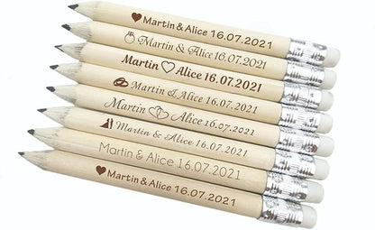 Personalized Name Pencils,Bridal Shower Pencils for Games, mini Pencils with Eraser, Personalized Golf Pencils, Half Pencils with Eraser, Wedding Favors for Guests Bulk (10 PCS)
