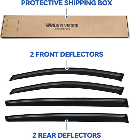 Window Visors Rain Guards for 2011-2016 Kia Sportage, Out-Channel Window Vent Wind Deflectors Visors Shades for 11-16 Sportage