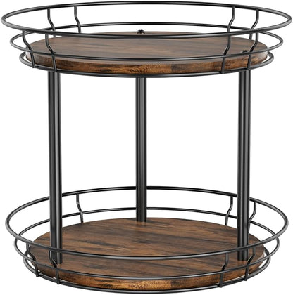 LAMU 10'' Lazy Susan Turntable Organizer, 2 Tier Round Rotating Spice Rack Organization for Kitchen Cabinet and Countertop, Wooden Lazy Susan for Table Top, Pantry, Bathroom, Vanity, Home Decor