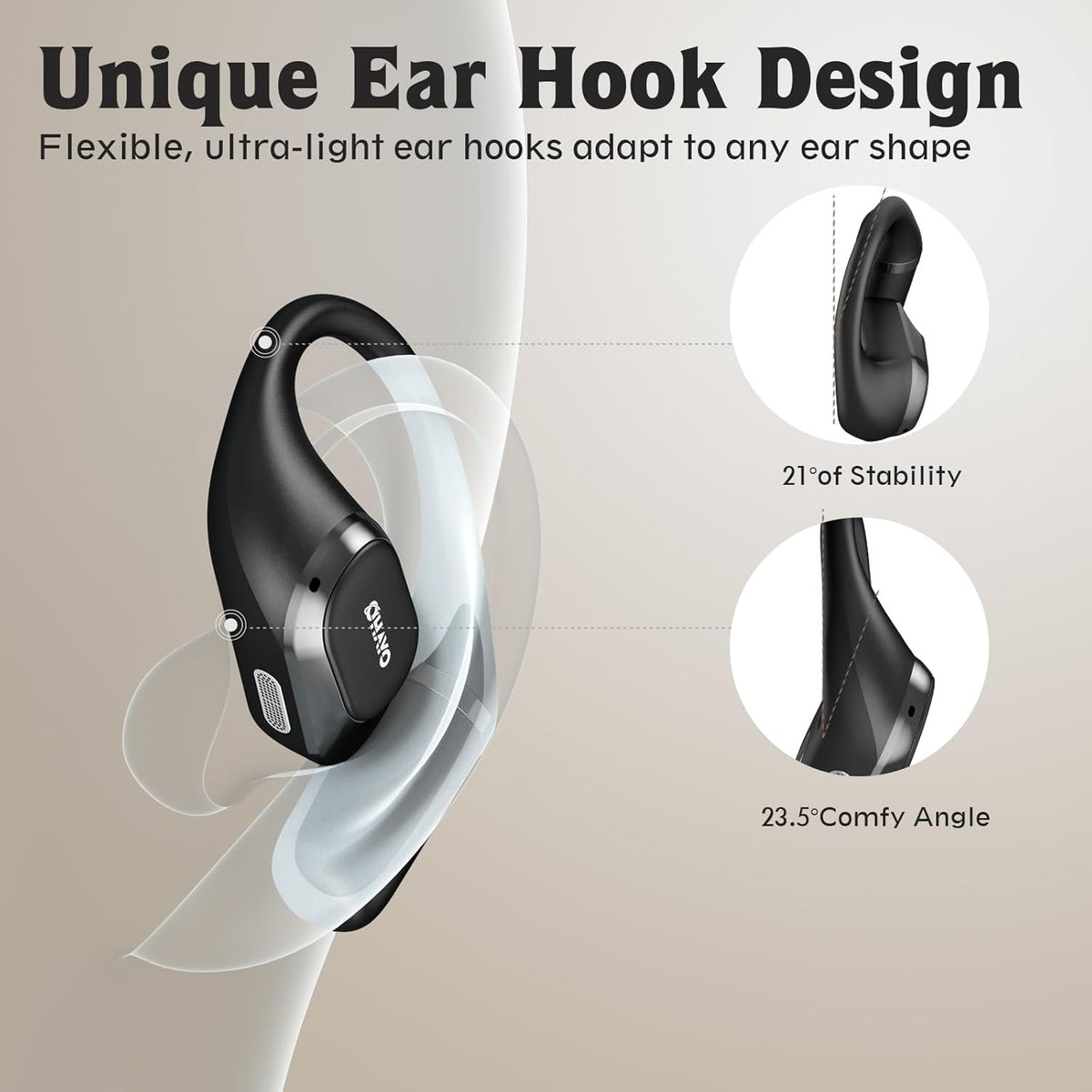 Open Ear Headphones,Over Ear Earbuds with Ergonomic Earhook,Bluetooth Headphones 5.4 with Smart Digital Display,40H Playtime,IPX6 Waterproof,Touch Control Operate Fit Cycling,Running,Workout(Black)
