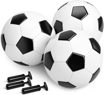 Soccer Ball Size 2 Size 3 Size 4 Size 5 with Pump - Single, 2 or 3 Pack - Official Size & Weight - Classic Indoor Outdoor Soccer Long-Lasting - Ideal Gift for Toddler Kids Boys Girls Youth Adult