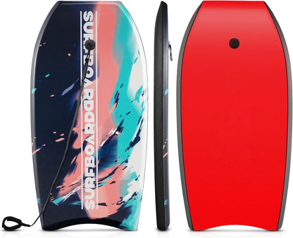 Goplus 41''/37''/33'' Lightweight Body Board for Beach, Surf Board with EPS Core, XPE Deck, HDPE Slick Bottom, Wrist Leash, Bodyboard for Kids Adults Surfing