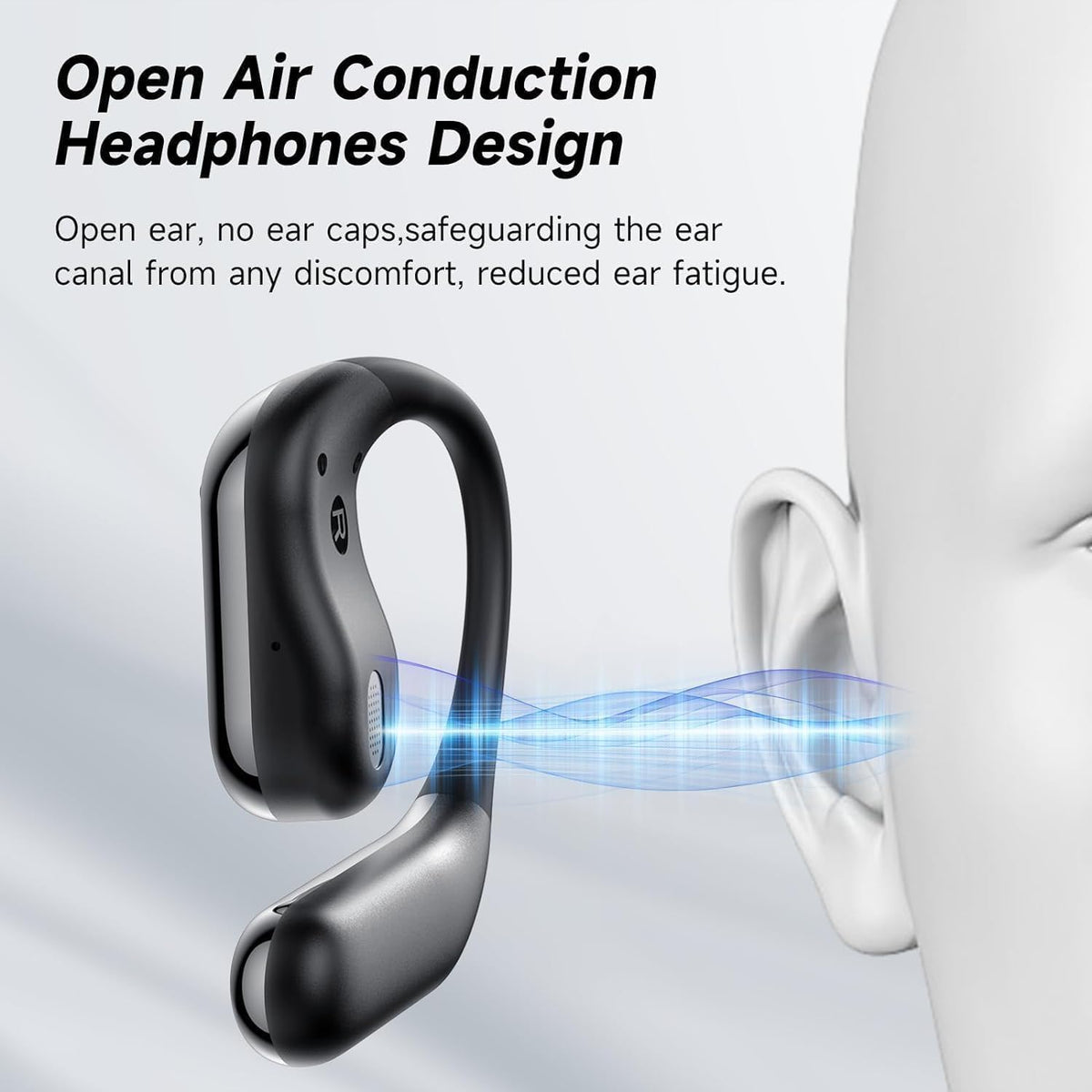 Open Ear Clip Wireless Earbuds Bone Conduction Headphones, Bluetooth 5.4, Open Ear Design for Running Fitness,office，Built-in Mic, IPX7 Waterproof, LED Display Charging Case,Ear Hooks Ear Buds