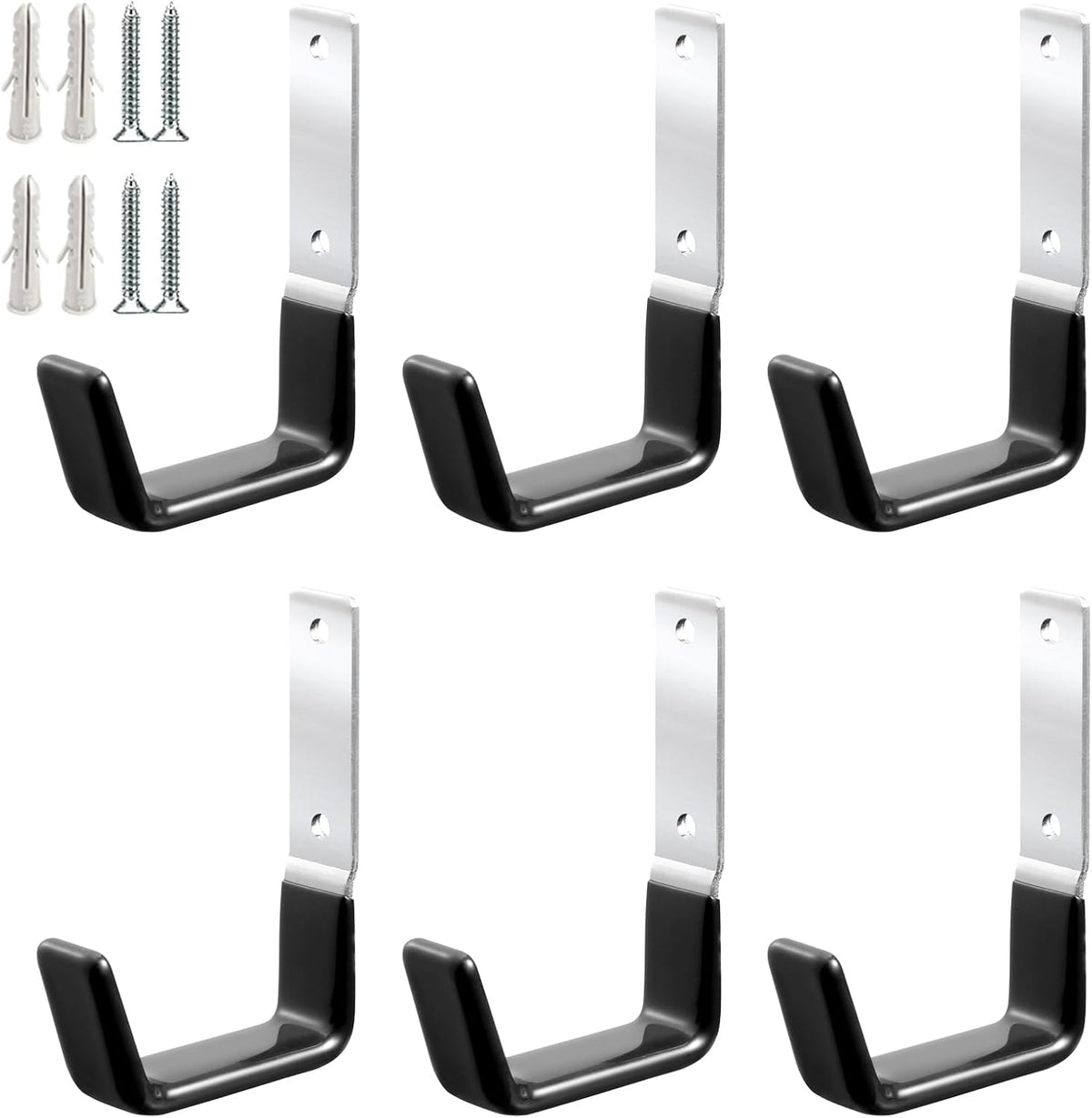 Heavy Duty Steel Garage Hooks,Garage Storage Utility Hooks,Anti-Slip Hanger, Tool Organizer,Steel Wall Mount Organizer, Garden Hose Hanger (Small-6PC)