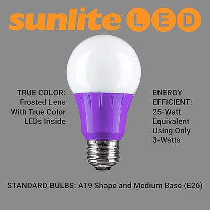 Sunlite 41520-SU LED Decorative 3 Watt (25W Equivilant) Holiday Light Bulb, Halloween Lighting, 120 Volt E26 Medium Base, Non-Dimmable, UL Listed, Orange and Purple 4 Pack