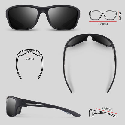 Polarized Sports Sunglasses for Men Women,Fishing Driving Rectangular Goggles UV400 Protection