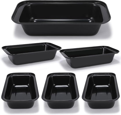 Yoehka 6 Pack Bread Pan Set, Non-Stick 8×4 Loaf Pans for Baking Homemade Bread, Sourdough, Brownies, Cake, Carbon Steel, Rectangle Baking Pans (Black)
