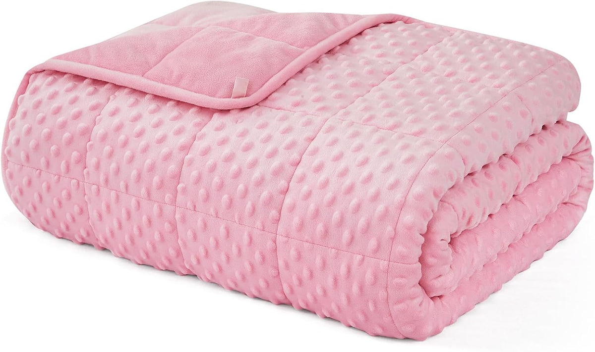 L'AGRATY Weighted Blanket for Adult - 60"x80" 15lbs Minky Dots Heavy Blanket with Glass Beads: Soft Breathable for All-Season Summer Fall Winter Thick Comfort for Sleeping
