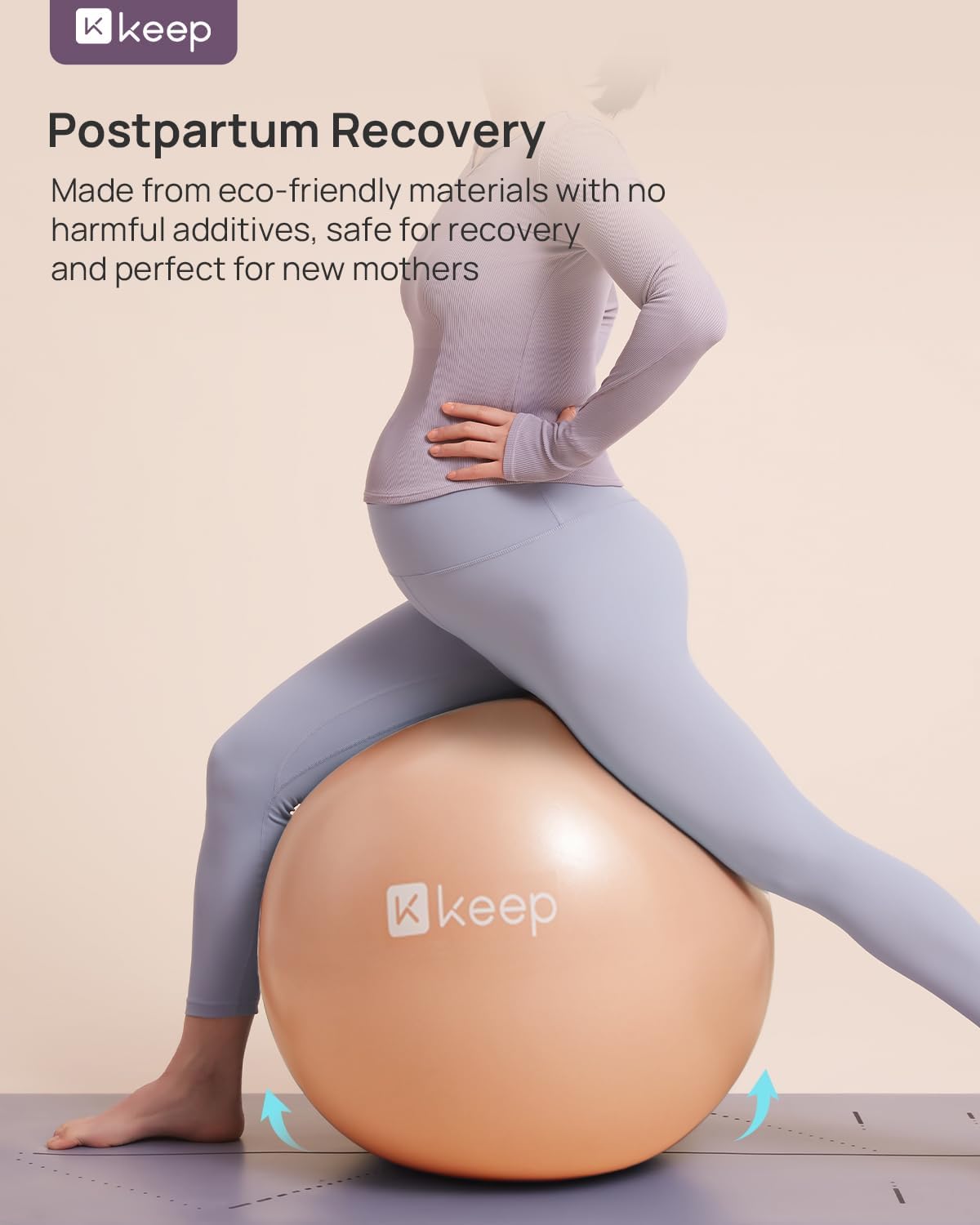 KEEP Pilates Small Exercise Ball Anti-Burst - Thickened Yoga Ball With Pump for Physical Therapy, Fitness, Workout, and Core Strength