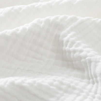 Carriediosa 100% Cotton Muslin Throw Blanket 70" X 80" Twin Size，4-Layers Summer Gauze Throws for Bed Couch，Soft Lightweight Breathable Linen Blankets Bedspread for Adults All Season，White