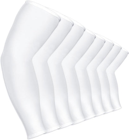 Mudder 8 Pairs UV Sun Protection Cooling Arm Sleeves for Men Women Youth Silk Compression Arm Cover Breathable Outdoors Sport