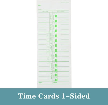 1000PCS Time Cards for Employees Weekly, 1 Sided Time Sheets, 3-1/2" x 9", Green