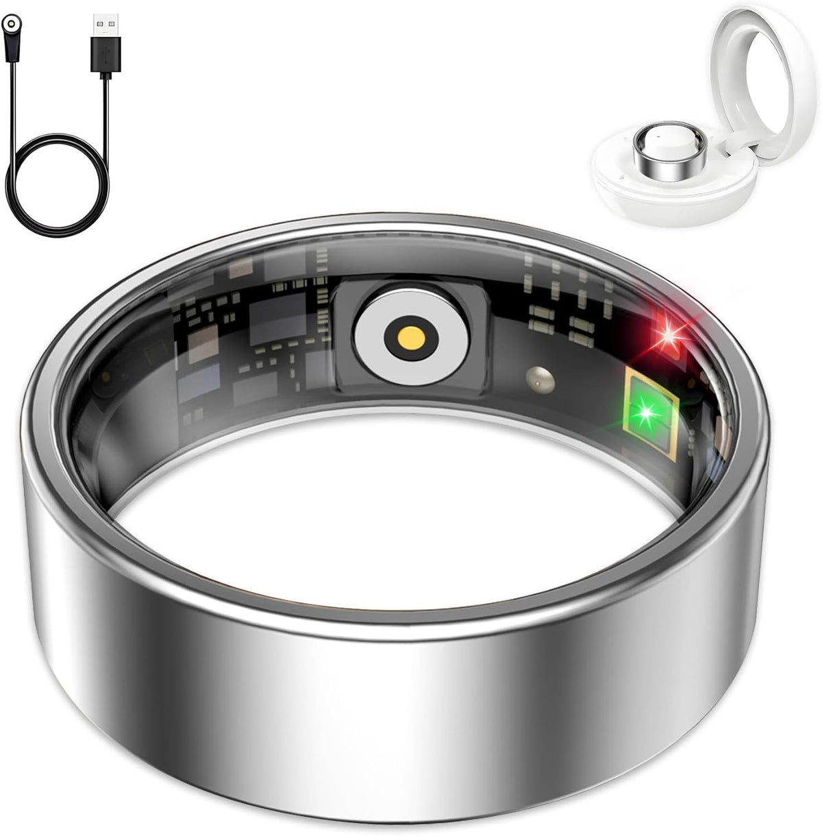 Smart Ring for Women Men, Sleep Tracker Ring, Waterproof Fitness Tracker Health Rings with Heart Rate Monitoring, Blood Oxygen, Stress Distance Calories Steps Tracking,No Subscription Fee(Silver,#11)
