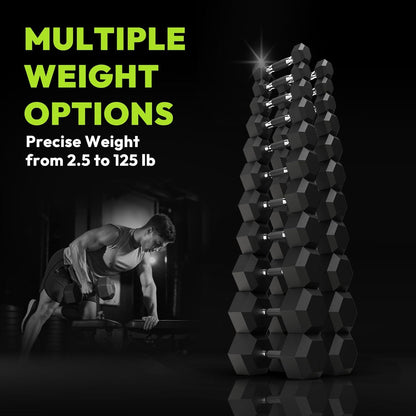 Hex Dumbbell Set 2.5-400 lb, Rubber Encased Exercise & Fitness Dumbbells, Weights Dumbbells Set of 2, Hand Weight for Strength Training