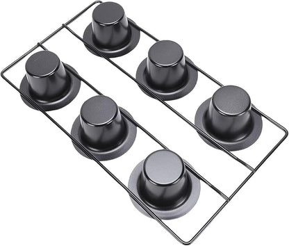 VBESTLIFE 6 Cup Popover Pan, Non Stick Carbon Steel Bakeware for Muffins and Popovers, with Wire Rack for Even Baking and Easy Cleanup
