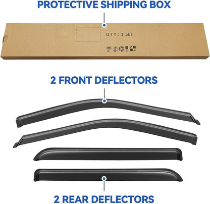 Window Visors Rain Guards for 2015-2025 Ford F150 SuperCrew, Out-Channel Sun Rain Shades Window Vent Deflectors for 2017-2025 F-150 Raptor F250 F350 F450 F550 Super Duty Crew Cab, for Full-Size Cabs