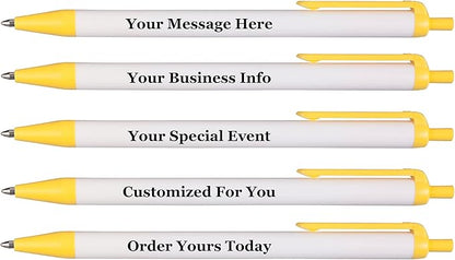 RevMark Personalized Ballpoint Pen, Custom Printed Name, Business or Event Information, Timeless Advertising, USA Made Pens, Promotional Marketing, Smooth Black Ink, Bulk Pack (Yellow,1000 Ct)