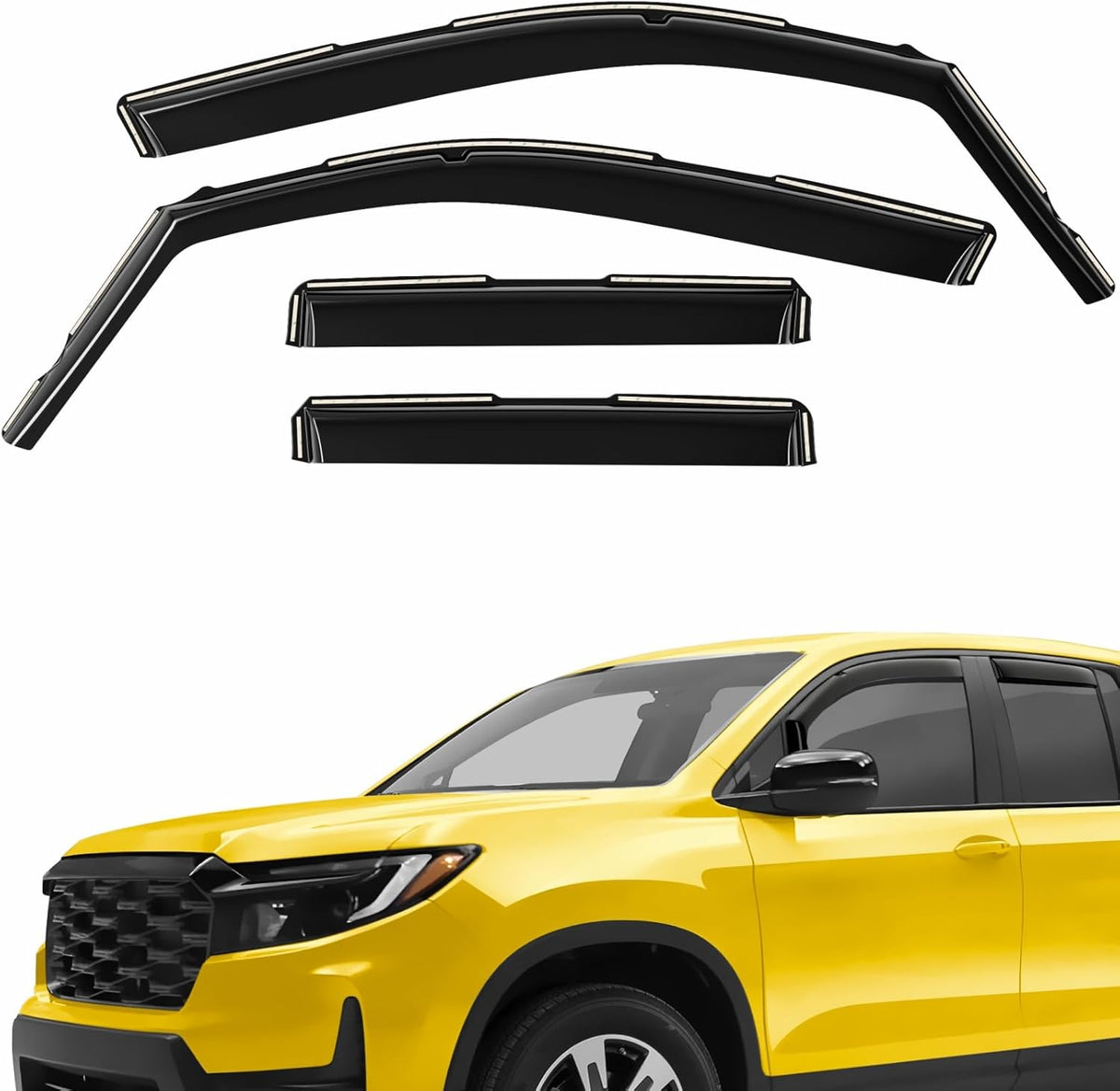 Extra Durable Window Deflectors in-Channel Window Visors Rain Guards Fit for Honda Ridgeline 2017-2025, Sun Visors, Wind Vent for Shades, Exterior Car Accessories - 4 pcs. AG0856