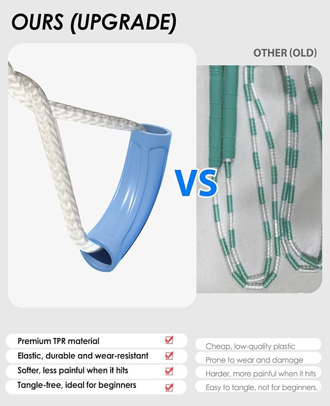 2 Pack Beaded Jump Rope for Kids, Upgraded Segmented Jumping Rope for Workout, Adjustable Skipping Rope Speed Rope for Men & Women, Tangle-Free Kids Jump Rope with Soft Non-slip Handles