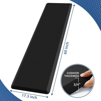 KitchenClouds Kitchen Mat Cushioned Anti Fatigue Kitchen Rug 0.8inch Waterproof Non Slip Kitchen Rugs and Mats Standing Desk Mat Comfort Floor Mats for Kitchen Sink Office (17.3"x60",Black)