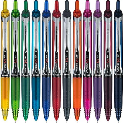 PILOT Precise V5 RT Rolling Ball Pens, 0.5 mm, Assorted, Pack of 12