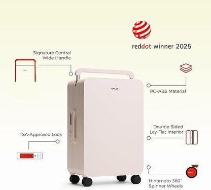 TUPLUS 24” Checked Hardside Luggage Lightweight ABS Travel Suitcase with Wide Handle Spinner Wheels TSA Combination Lock, Balance Series 2.0, Sakura Pink