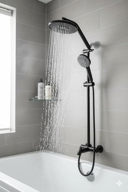 Shower Head with Filters - High Pressure Shower Filter Heads for Hard Water with Handheld - Dual Filtration Removes Chlorine, Fluoride, Heavy Metals (Black)