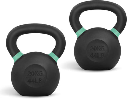 Yes4All Powder Coated Cast Iron Kettlebell Strength Training Kettlebells Weight Set for Full Body Workout, Home Gym