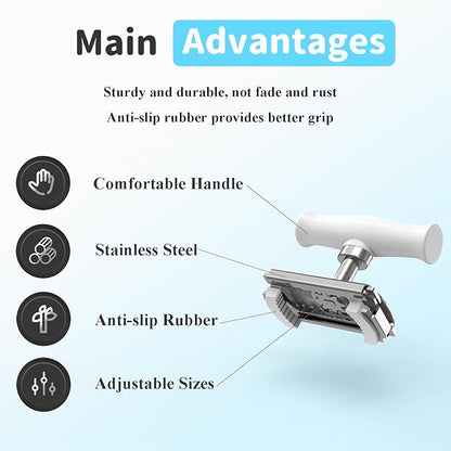 Jar Opener for Seniors with Arthritis & Weak Hands, Easy Twist Jar Openers, Adjustable Multifunctional Jar Lid Opener, Jar Bottle Cap Opener Gripper, Useful Gifts for Elderly/Women/Men (White)