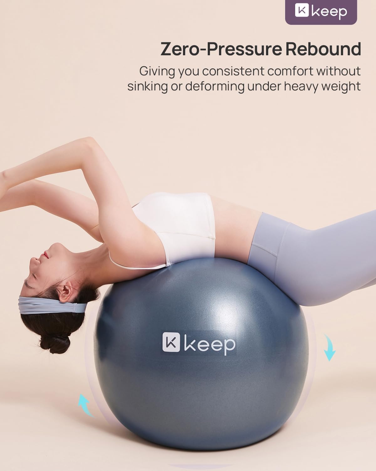 KEEP Pilates Small Exercise Ball Anti-Burst - Thickened Yoga Ball With Pump for Physical Therapy, Fitness, Workout, and Core Strength