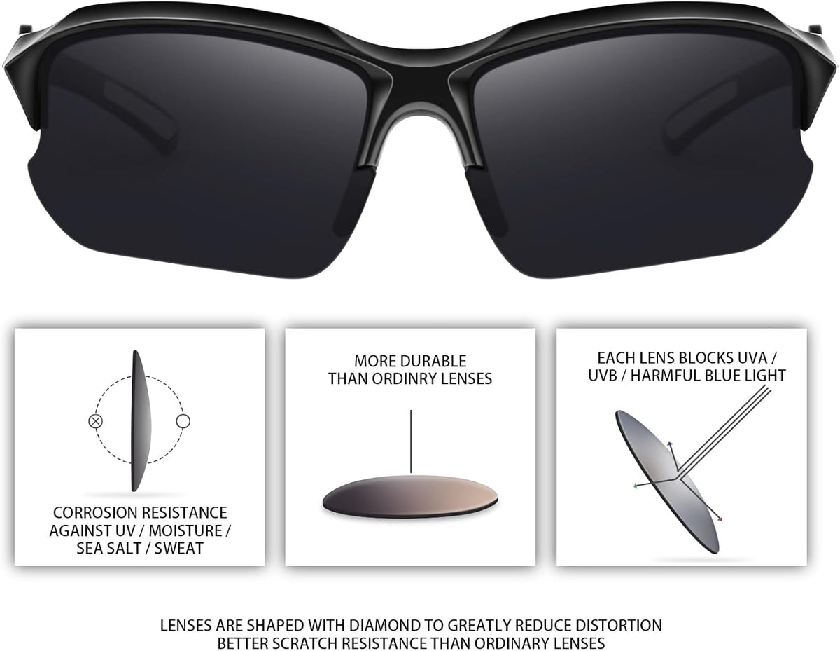 Sports Polarized Sunglasses for Men Cycling Running Fishing UV Protection Sun Glasses Lightweight Half Frame Goggles
