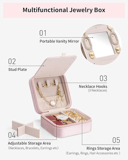 Vlando Teacher Appreciation Gifts for Women, Travel Jewelry Case for Women Teacher Gifts, Travel Gifts for Teacher, Travel Essentials Small Jewelry Box, Jewelry Travel Organizer - Letter Z, Pink