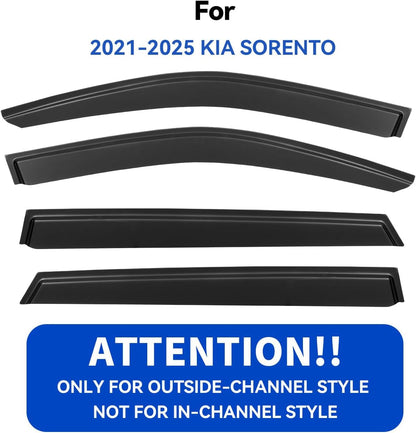 Window Visors Rain Guards Shield for 2021 2022 2023 2024 2025 Kia Sorento, Out-Channel Window Vent Wind Deflectors Visors Shades for 21-25 Sorento