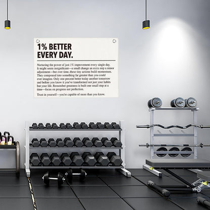 1% Better Every Day Gym Motivational Wall Art Banner Dorm Posters Gifts for Guys Men Women Gym Flag Decor for Home Gym Bedroom Workout Room 30x20 Inchs