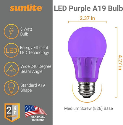 Sunlite 41520-SU LED Decorative 3 Watt (25W Equivilant) Holiday Light Bulb, Halloween Lighting, 120 Volt E26 Medium Base, Non-Dimmable, UL Listed, Orange and Purple 4 Pack