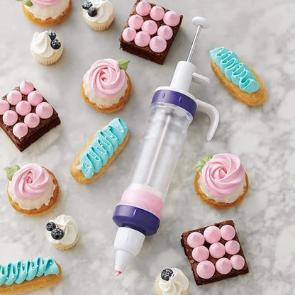 Wilton Dessert Decorator Plus - Cake Decorator Kit - Includes a Plunger-Style Tool, 2 Couplers, 1 Fill Tip & 4 Decorating Tips - Easy to Use