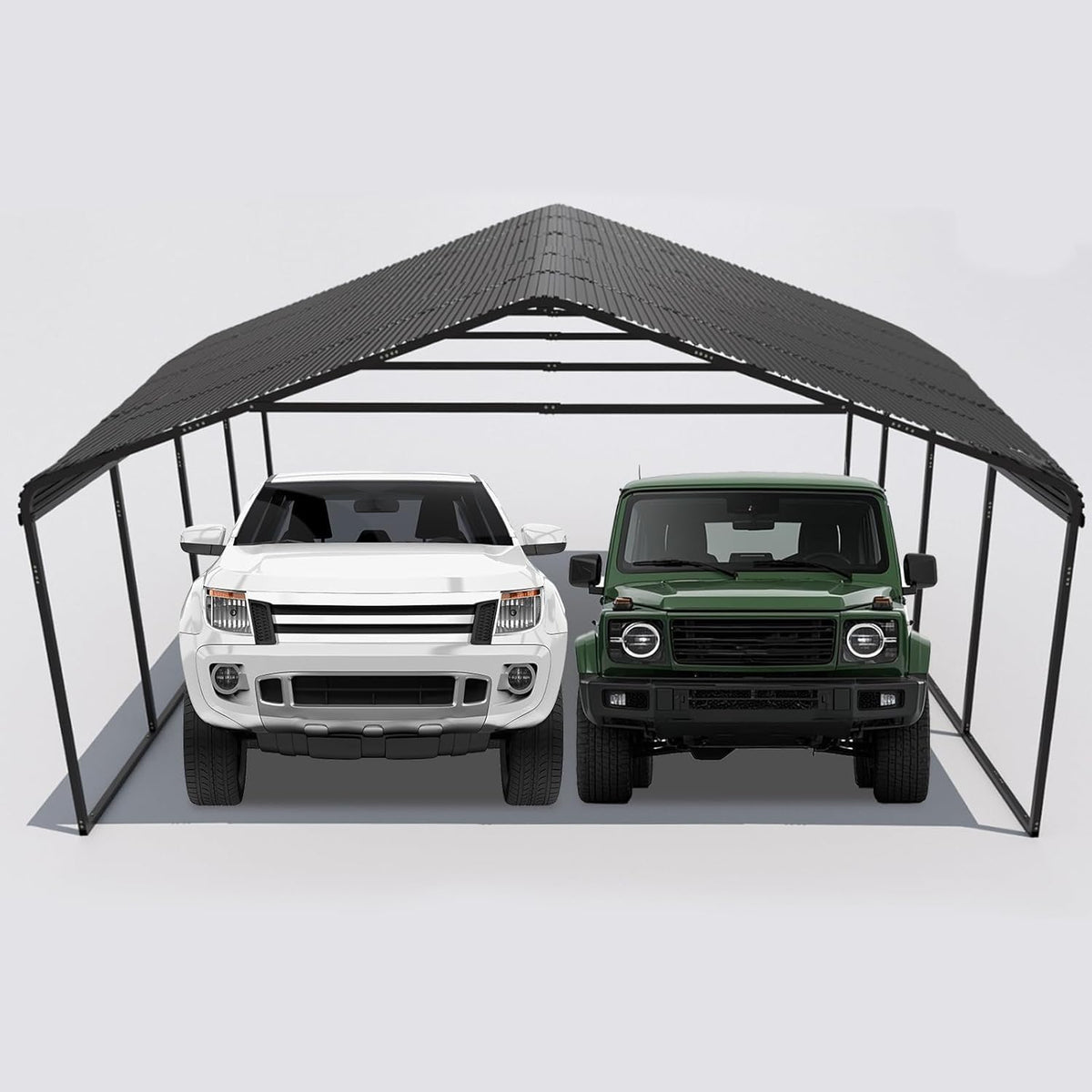 10x20FT/20x20 FT Metal Carport Heavy Duty for 2 Cars - Frame Shelter Car Garage Kits for All-Weather,Car Canopy Reinforced with Safe Boat Cover Car Ports for Yard Protection (20 X 20 FT)