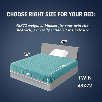 yescool Weighted Blanket for Adults (20 lbs, 48" x 72", Teal) Cooling Heavy Blanket for Sleeping Perfect for 190-210 lbs, Twin Size Breathable Blanket with Premium Glass Bead, Machine Washable