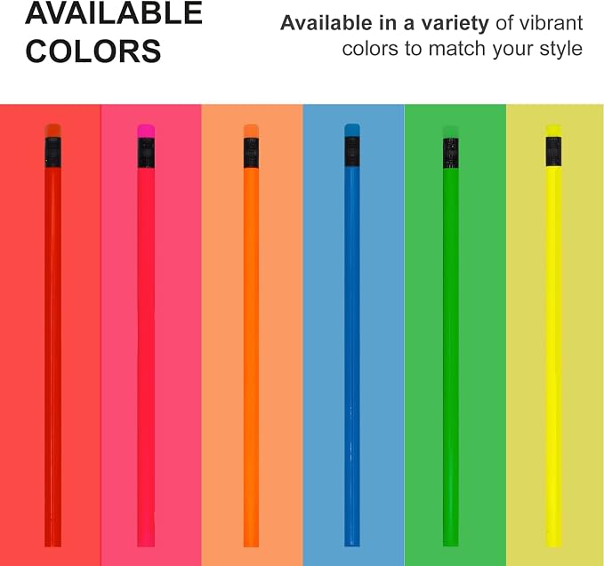 Custom Round Neon Pencil. Promotional Personalized Imprinted Round Neon Pencils. Custom Printed Name/Business/Event Information (Neon Pink, 500 Count, Pack of 1)