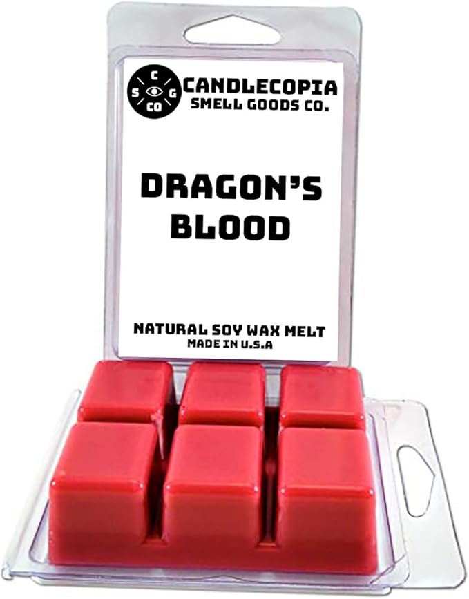 Dragon's Blood Strongly Scented Hand Poured Vegan Wax Melts, 12 Scented Wax Cubes, 6.4 Ounces in 2 x 6-Packs