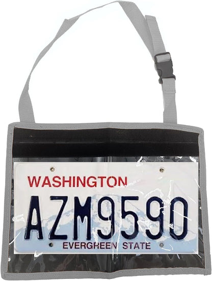 License Plate Holder with Hanging Strap, Test Drive Tag Bag, Dealer Plates License Frame Cover, for Car SUV Truck (Grey, 3)