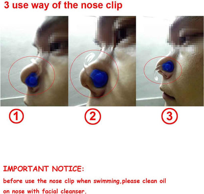 Zooshine 6 Sets Waterproof Silicone Swimming Earplugs Nose Clip Plugs,Ear & Nose Protector Swimming Sets Box Package