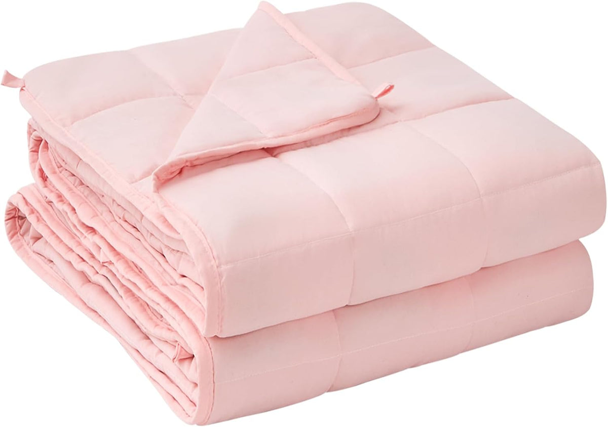 yescool Weighted Blanket for Adults (12 lbs, 60" x 80", Pink) Cooling Heavy Blanket for Sleeping Perfect for 110-130 lbs, Queen Size Breathable Blanket with Premium Glass Bead, Machine Washable