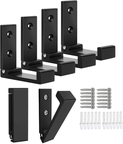 OHIYO Folding Coat Hooks 6pcs Foldable Hook Wall Mounted for Hanging Coat, Jacket, Towel Heavy Duty Wall Hooks Aluminum Alloy Fold up Hooks Headphones Holder Bearing Load 33lb (Black)