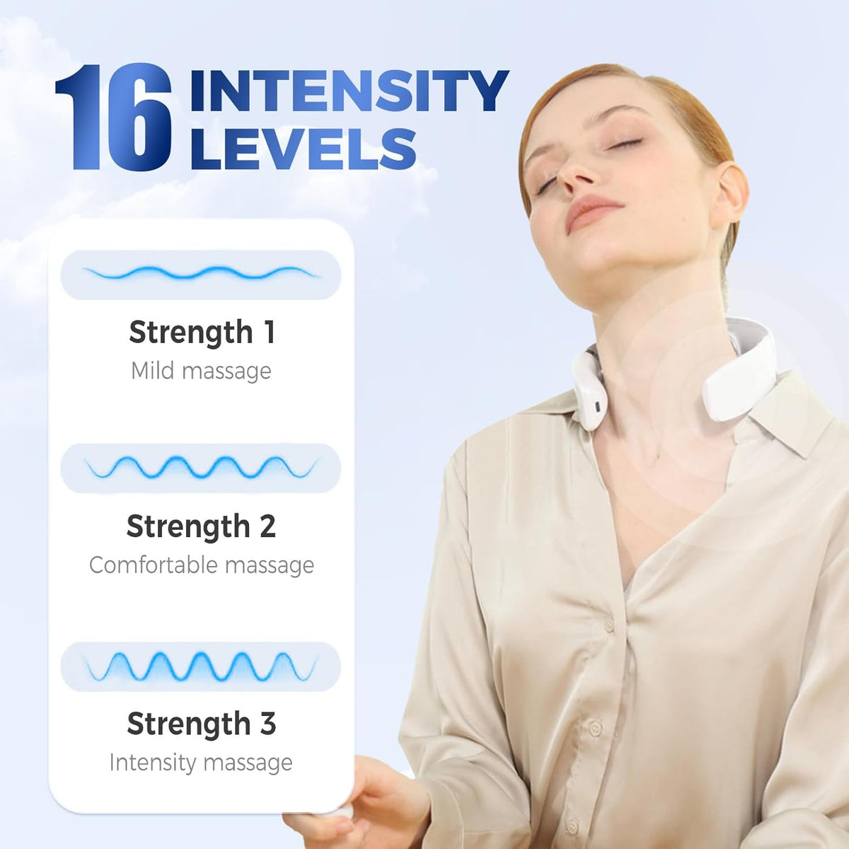 4-Head Electric Massagers Set, Vagus Nerve Stimulator Neck, 6 Modes & 16 Levels, Ergonomic Design, Promote Muscle Relaxation (White)