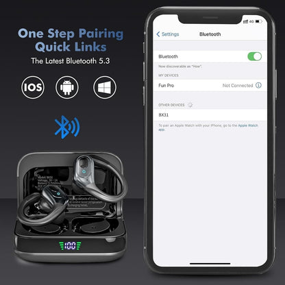 Wireless Earbuds Bluetooth 5.4 Headphones, Noise Canceling Ear Buds with 75hr Playtime, LED Power Display, IPX7 Waterproof Earphones Over-Ear Earphones for Sports/Workouts