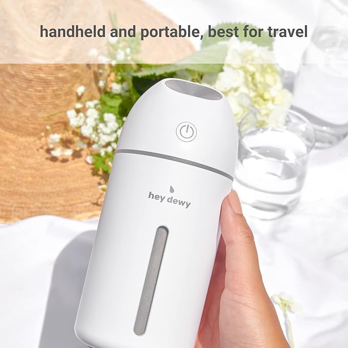 Hey Dewy Wireless, Rechargeable, Self-Care, Skin-Nourishing, Hydrating, Portable Cool Mist Humidifier (Pearl)