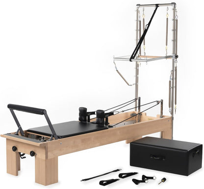 Balanced Body Studio Pilates Reformer with Sitting Exercise Box, Pilates Machine for Studio or at-Home Gym Equipment, Exercise Equipment for Fitness and Well-Being